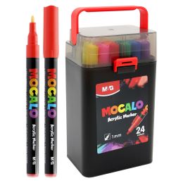 Popisovač M&amp;G MOCALO Acrylic Marker, hrot 1 mm (sada 24 farieb)