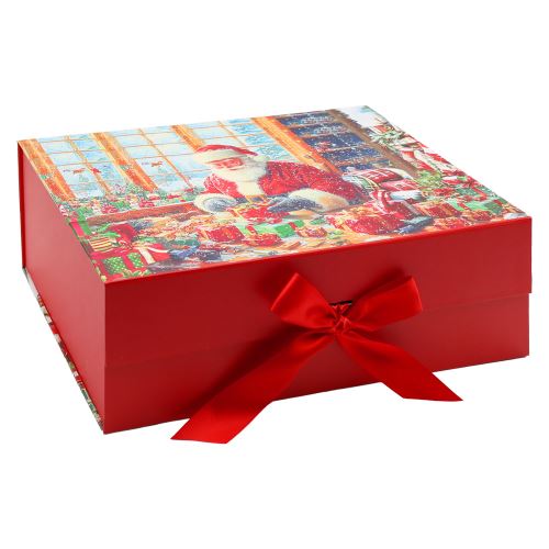Darčeková krabica s mašľou 33 x 25 x 12 cm - vianočná