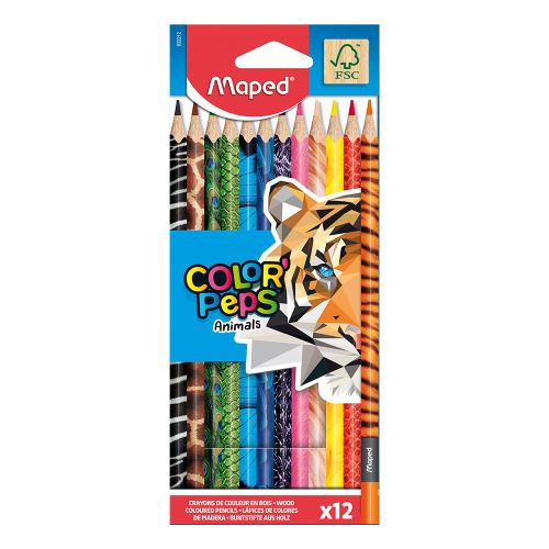 MAPED "COLOR'PEPS ANIMAL" háromszögletű zsírkréták, 12 db-os készlet