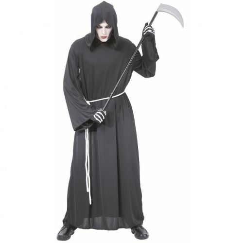 Kostým pre dospelých Grim Reaper (rúcho s kapucňou, opasok), univerzálna veľkosť