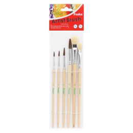 Ecset készlet FOSKA 6 db, kerek + lapos  (2,4,6,10;8,12) / natur (1)