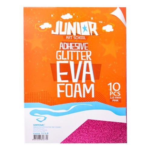 Dekorlap habosított A4 EVA 10 db rózsaszín öntapadós glitter 2,0 mm