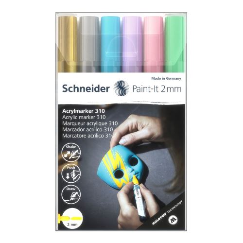 Popisovač Schneider Paint-It 310 Acrylic Marker 2mm (sada 6 ks)