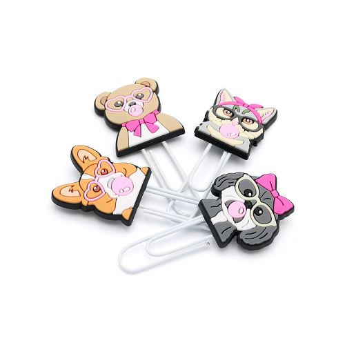 Díszcsat / könyvjelző „Animals with glasses” 7 cm (4 db-os készlet) (1)