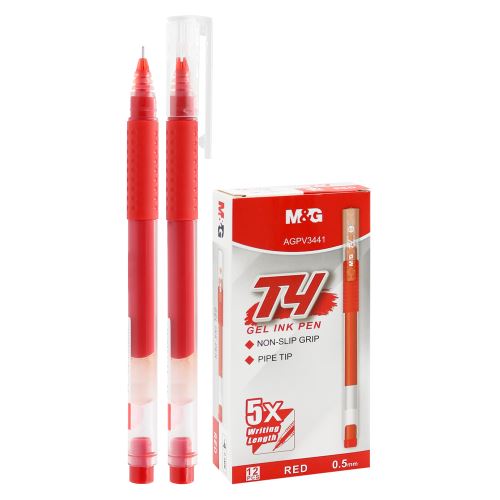 Gél toll M&G T4 (0,5 mm) - piros utántöltővel