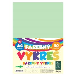 Farebný výkres A4 180g/m2, bal/50 ks - pastelová zelená
