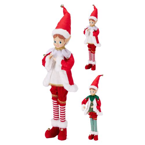 Vianočná figúrka škriatok s veľkými očami 57 cm /1ks