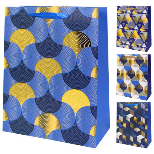 Darčeková taška, illusions/metallic "L" (41,5x30x12 cm) - mix 4 dizajny