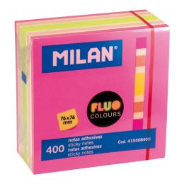 Öntapadós jegyzettömb MILAN Fluo colours 76 x 76 mm 400 l. - rózsaszín