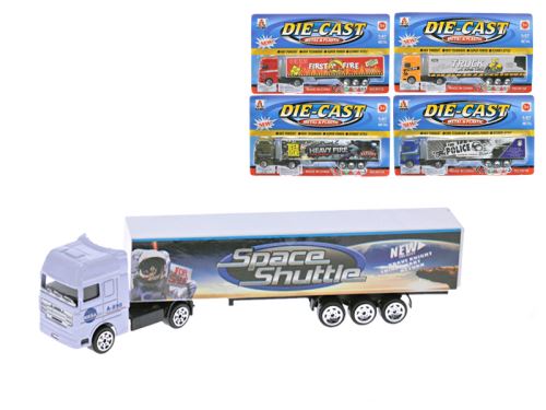 Konténerszállító kamion 20 cm, fém, szabadonfutó, 5 féle kartonlapon