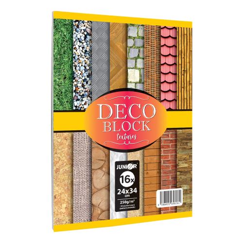 Dekoratív papírtömb - rajz DECO BLOCK B4 24x34 cm, 250g (16 db) 16 minta keveréke