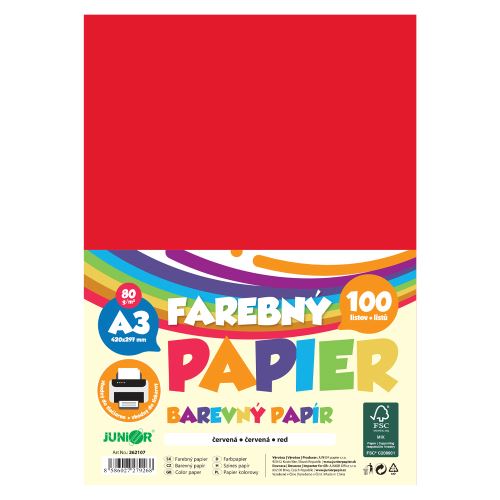 A3-as színes papír, 80 g/m2, csomag/100 db – piros