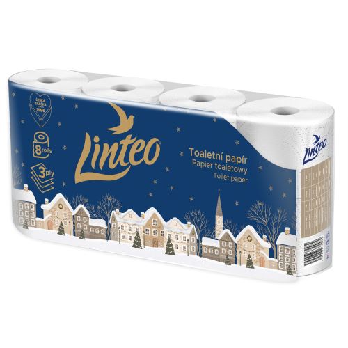 Toaletný papier Linteo DEN & NOC 8 roliek(3vrstvový) biely