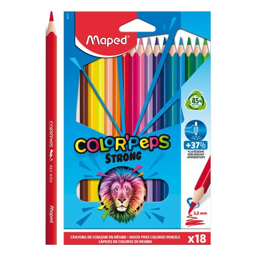 MAPED "COLOR'PEPS STRONG" háromszögletű zsírkréták, 18 db-os készlet
