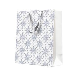 Darčeková taška vianočná 20x25x10 cm Textured Snowflakes Silver