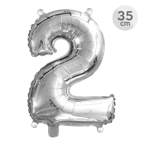 Balón narodeninový 35 cm - číslo 2, strieborný