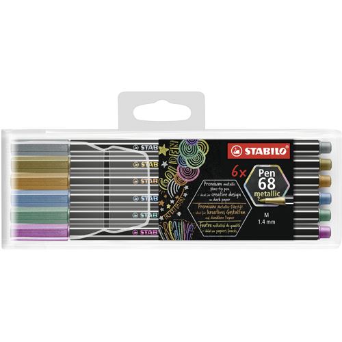 Prémium metál szálas filctoll - STABILO Pen 68 metál - 6 db-os csomagban
