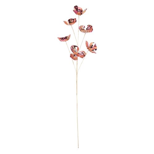 Dekorácia - Kvet na stonke 69 cm, holografická ružová