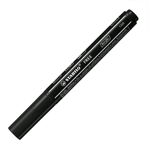 Akril filctoll STABILO FREE Acrylic T300 Kerek hegyű  2-3 mm - fekete