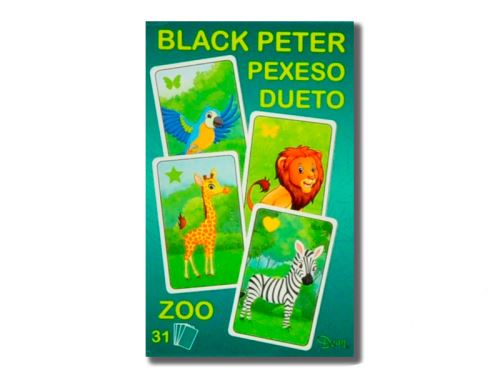 Black Peter/Pexeso/Dueto ZOO 3v1 7x10,5x1,5 cm memóriajáték, 31 db a dobozban