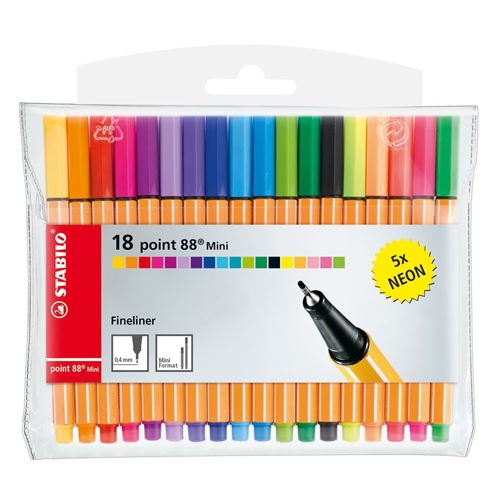 STABILO point 88 mini tűfilc, 18 db-os készlet