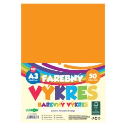 Farebný výkres A3 180g/m2, bal/50 ks - oranžová