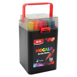Popisovač M&G MOCALO Acrylic Marker, hrot 1 mm (sada 36 farieb)