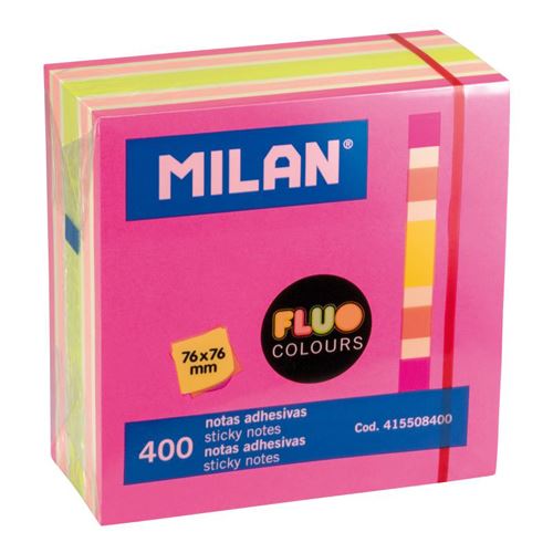 Blok lep MILAN Fluo colours 76 x 76 mm 400 l. - ružové