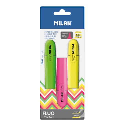 Zvýrazňovač MILAN Fluo Marker - sada 3 ks