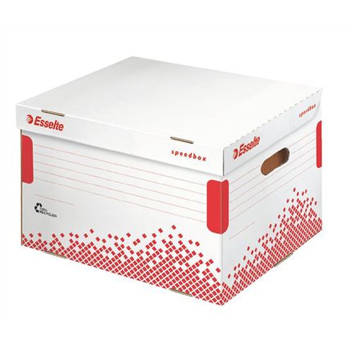 Archiváló konténer, újrahasznosított kartonból, felfelé nyitható fedéllel, ESSELTE "Speedbox", fehér
