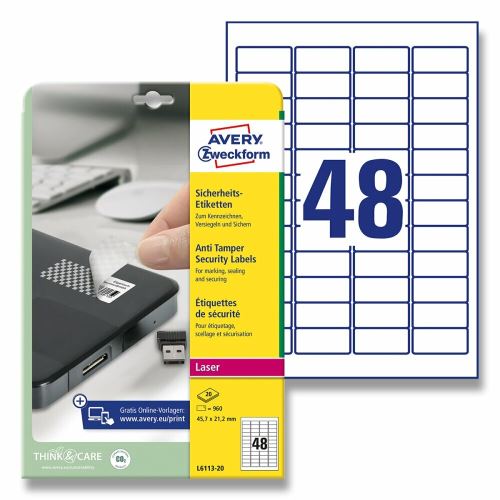 Etikety odolné na špeciálne použitie Avery `šachovnicový vzor` 45,7x21,2mm A4