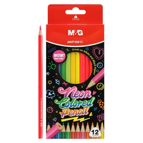 M&G háromszög alakú zsírkréták - 12 neon színű készlet