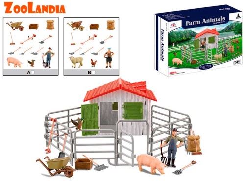 Zoolandia farmos állatkák kiegészítőkkel 2 féle, dobozban