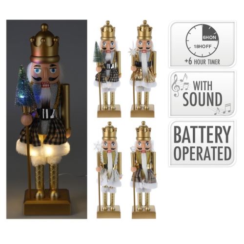 Luskáčik 40 cm s LED svetlom a hudbou (4 varianty) zlatá farba