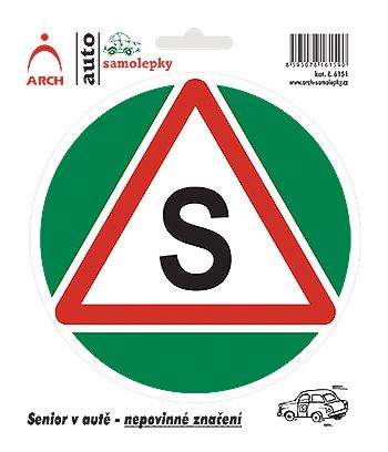 Információs matrica "Senior az autóban" (átmérő 13 cm)