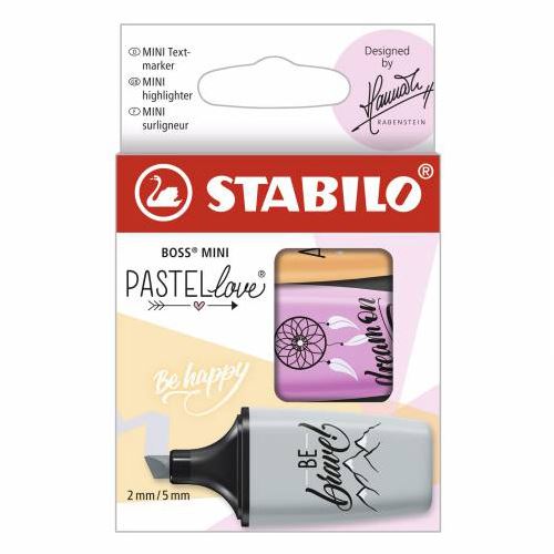 Szövegkiemelő - STABILO BOSS MINI Pastellove 2.0 - 3 db-os csomagolás