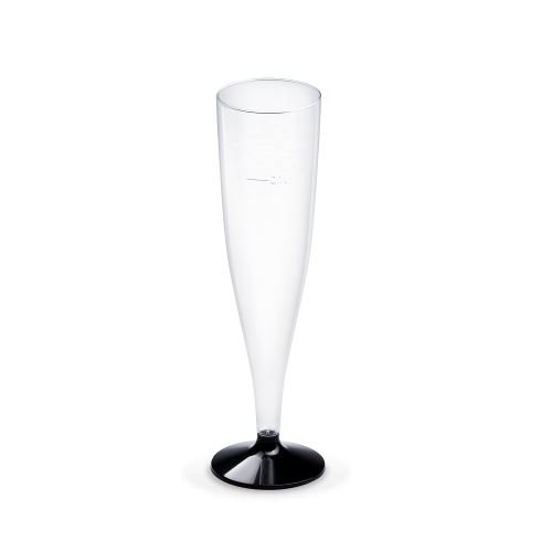 Kristály pezsgőspohár (PS) kétrészes fekete lábos O60mm 0,1L [20 db]