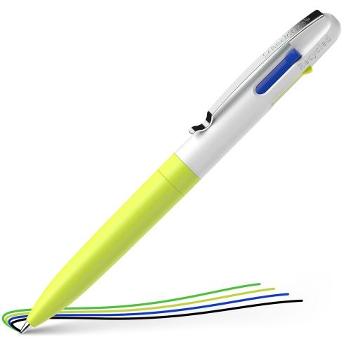 Pero guľôčkové Schneider Take 4 M Neon yellow-white - 4 farebná náplň