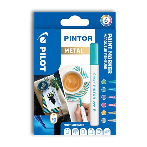 Dekormarker készlet, 1,4 mm, PILOT "Pintor Metal  6 különböző divatszín
