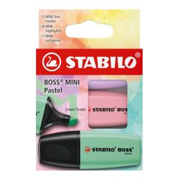 Highlighter - STABILO BOSS MINI Pastel - 3 db-os készlet - lila, púderrózsaszín, mentazöld