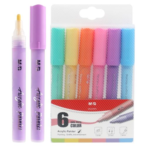 M&G akril filctoll sötét, 2 mm-es hegy - 6 darabos készlet
