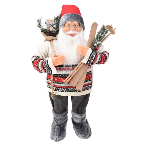 Mikulás figura síléccel és ajándékokkal 80 cm