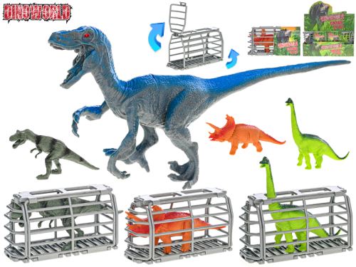 Dinoworld dinoszaurusz ketrecben, 13,5x6x8 cm 4 féle12 db-os dobozban
