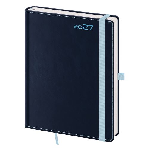 2027-es heti naptár, B6-os, Double Blue, tolltartóval
