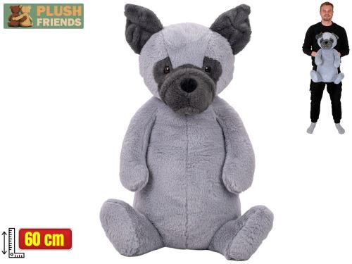Plush Friends pes sivý plyšový 60cm sediaci 0m+
