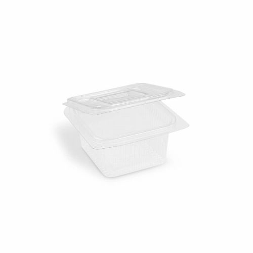 Miska hranatá s viečkom 375 ml rPET priehľadná (50 ks)