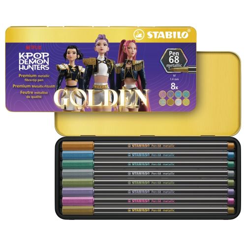 Fix vláknový STABILO Pen 68 metallic HUNTRIX (kovová sada 8 ks)