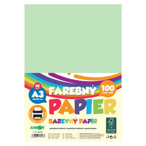 A3-as színes papír, 80 g/m2, csomag/100 db – pasztellzöld
