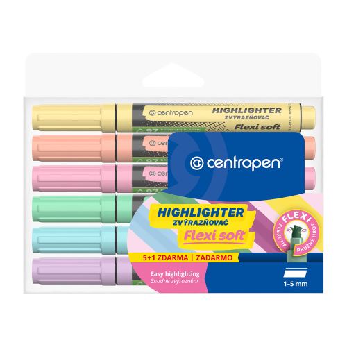 6 db szövegkiemelő készlet CENTROPEN 8542 FLEXI PASTEL