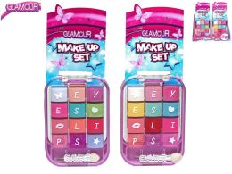 Glamour make-up paletka so zrkadlom (lesk na pery + očné tiene) 2farby na karte 20ks v PDQ